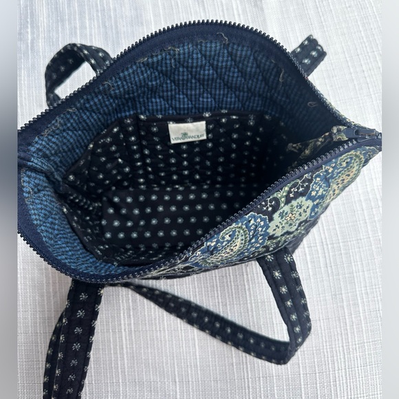 🌊 Woman’s Vera Bradly Seaside Blue Multi Pocket 100% Cotton Purse/Bag - Picture 6 of 11